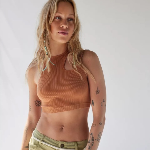 Out From Under Soko Seamless Asymmetrical Bra Top, Size XS/S, Deep Orange - Picture 1 of 5